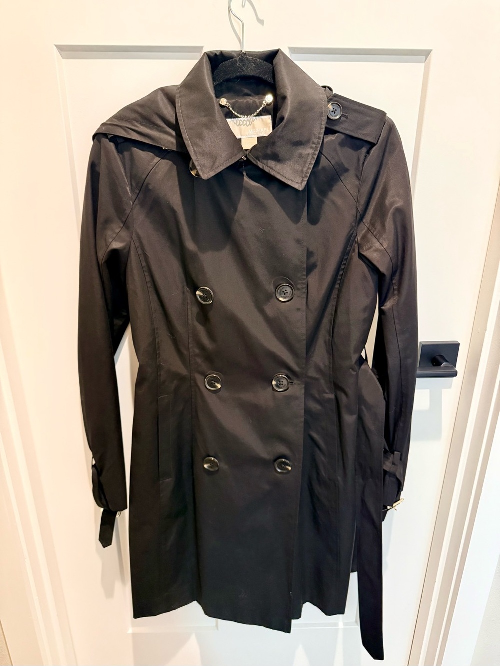 MICHAEL Michael Kors Black Double-Breasted Trench Coat